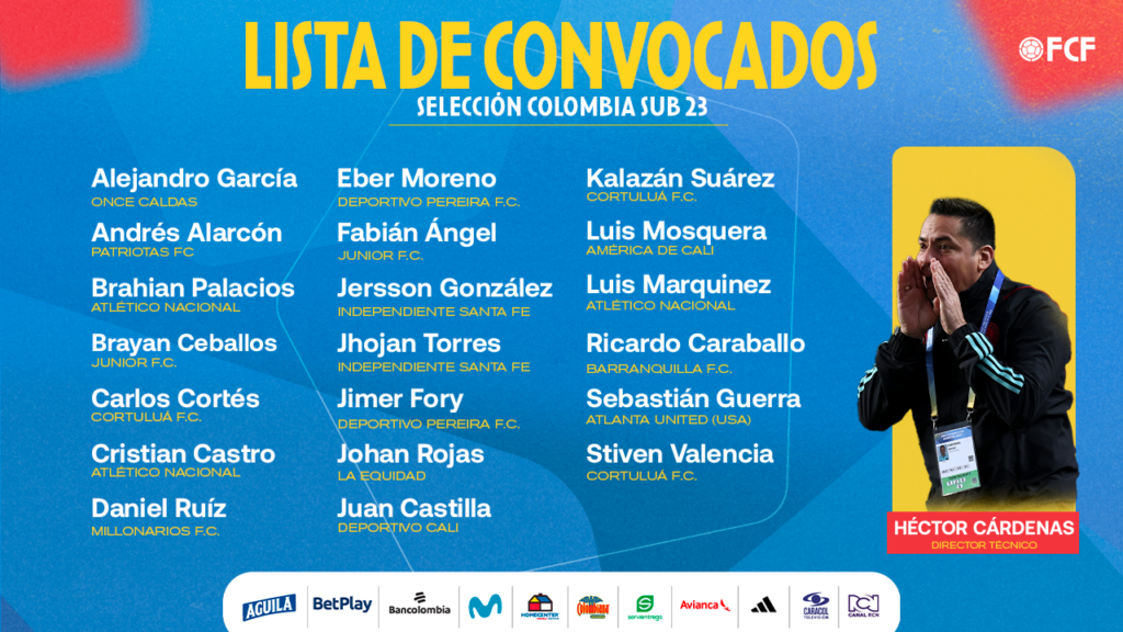 Daniel Ruiz convocado a la Selección Colombia Sub 23