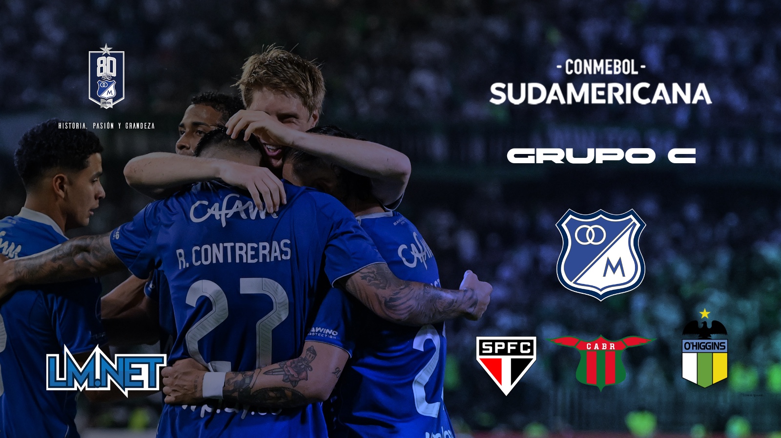 Grupo de Millonarios en la Copa Sudamericana 2026.
